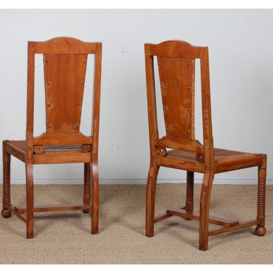 Image 1 of Set van 6 stoelen in de stijl van Charles Dudouyt, 1950.