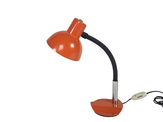 Image 1 of Design olandese - Hala Zeist - Olanda - modello 704A - collo flessibile - cromo - arancione - anni '70