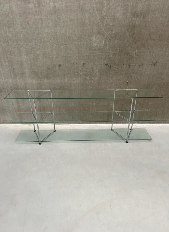 Scaffali a muro in vetro vintage IKEA NARR | Richard Clack, 1991, Metallo, Argentato (foto 9 di 9)