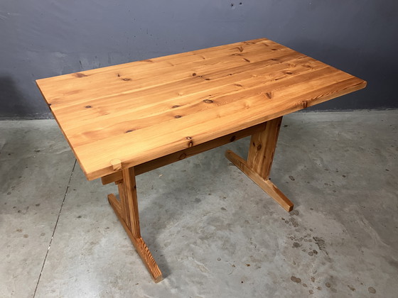 Image 1 of Dining table 2 benches pine Scandinavian Swedish