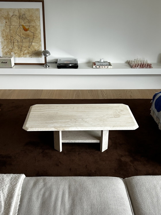 Vintage Travertine Coffee Table, Italy 1980s (photo 2 of 7)