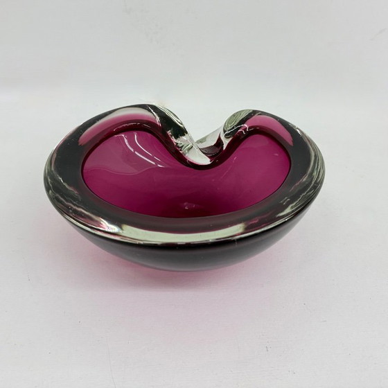 Image 1 of Set of 3 murano summerso pink glass bowls , 1970s
