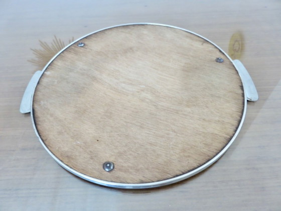 Image 1 of Vassoio a specchio in metallo argentato in stile Art Déco, Francia, anni '40
