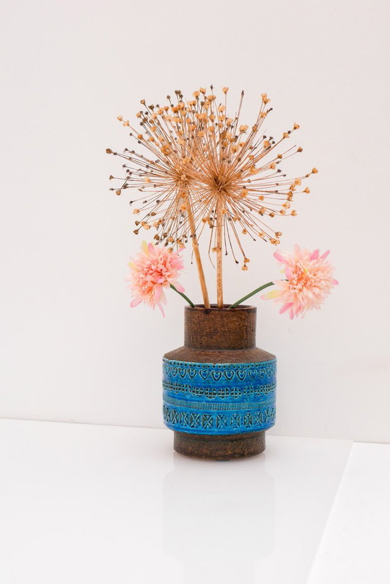 Vintage Rimini Blue Ceramic Vase by Aldo Londi for Bitossi, Italy, 1960s – Mid Century Modern (photo 6 of 12)
