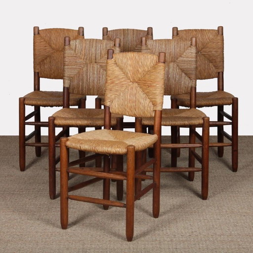 Set van 6 stoelen, model Bauche nr. 19, van Charlotte Perriand, 1950