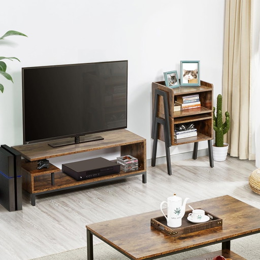 Yaheetech Meuble TV Bas Table TV Support de Télévision in Bois pour Salon Chambre Salle à Manger à 3 Niveaux Style Industriel Ma