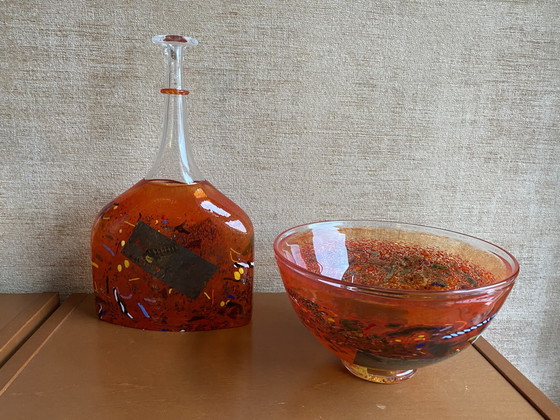 Image 1 of Kosta Boda vaas en schaal