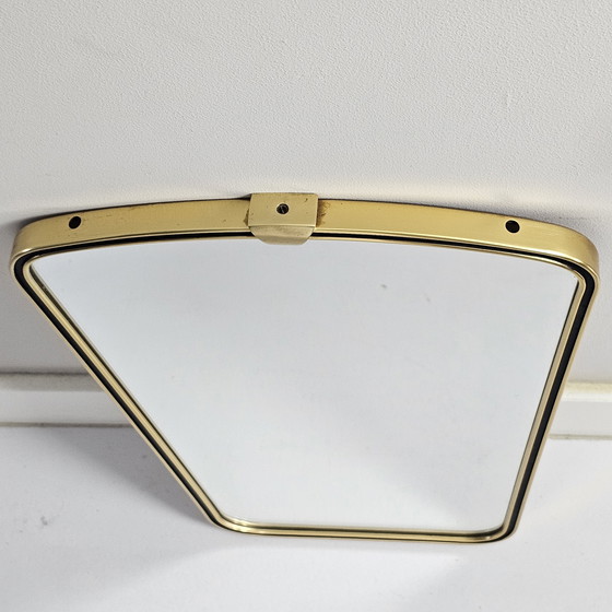 Image 1 of Miroir Vintage des années 1950/60 - Miroir allongé avec cadre en laiton, miroir mural rétro