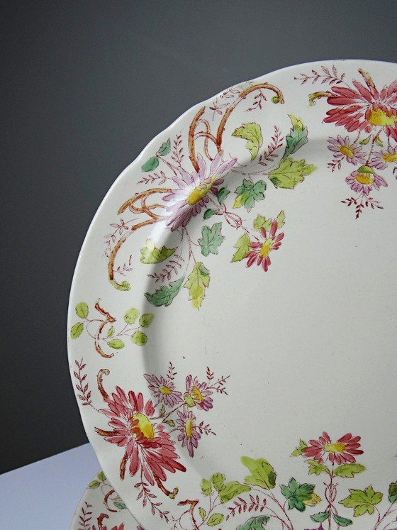 Image 1 of 4 antike Longchamp Daisy Dessertteller aus polychromem Steingut