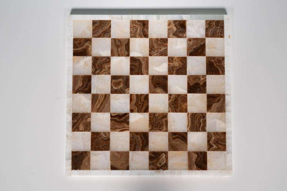 Image 1 of Jeu d'échecs vintage en pierre naturelle, Midmod onyx chest game