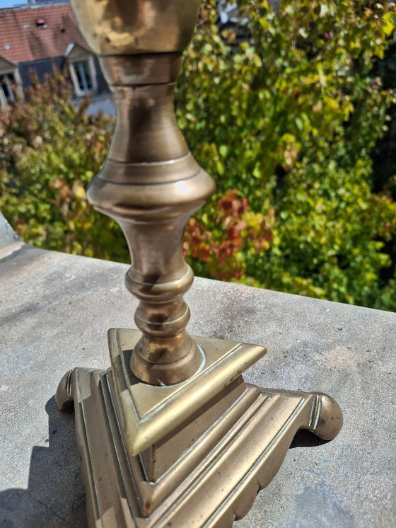 Image 1 of Exceptional bronze lamp base, antique candle holder 1580-1620, certified with traceability