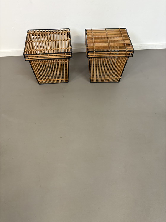 Image 1 of 2 Rohé Noordwolde Storage Box Rattan e Metallo anni '50