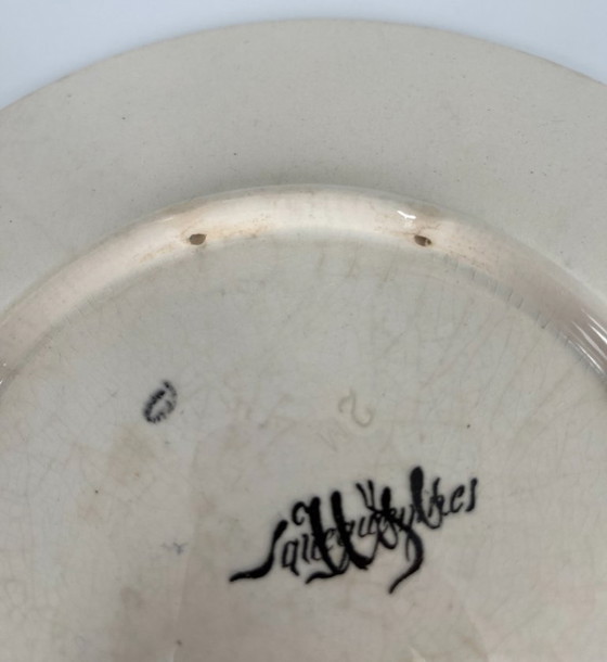 Image 1 of Antique Sarreguemines Decorative Plate – Rococo “Scène Galante” – France c.1900