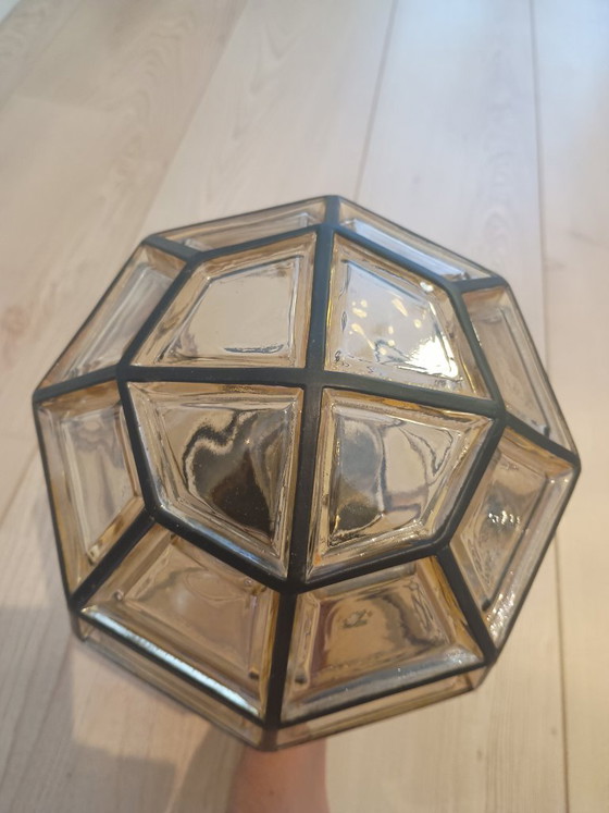 Designer Pendant Lamp Glashütte Limburg Amber Color Incl. Original Shade (photo 3 of 6)
