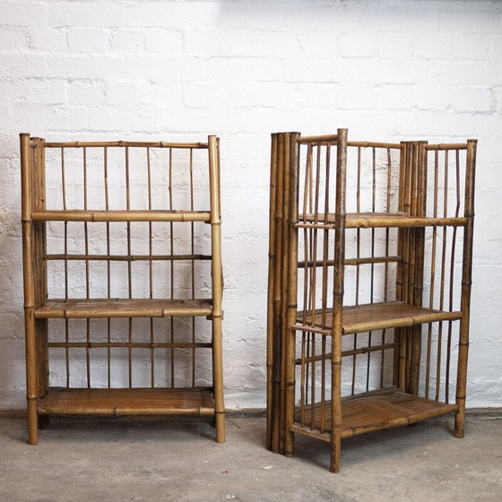 Image 1 of Pair of vintage folding bamboo shelves, 1930