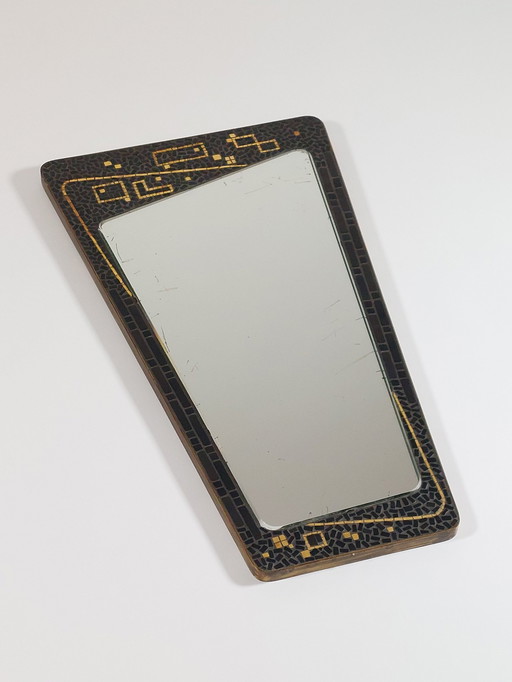 Vintage mid-century kidney mirror mosaic brass