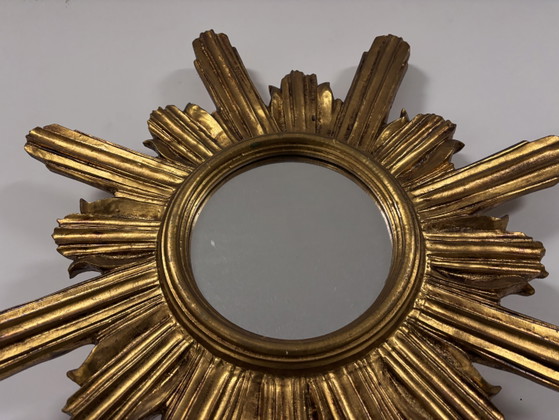 Miroir Sunburst Deknudt Mid-Century Original (60 Cm) – Glass, Wood (photo 6 of 10)