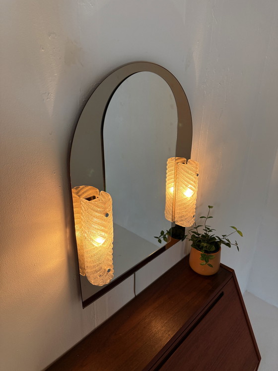 Image 1 of Vintage 2-tone mirror and Murano glass, Hillebrand '80