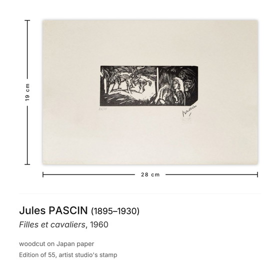 Jules Pascin Houtsnede Filles Et Cavaliers 1960 – Litho's & Zeefdrukken, Paper (photo 3 of 5)