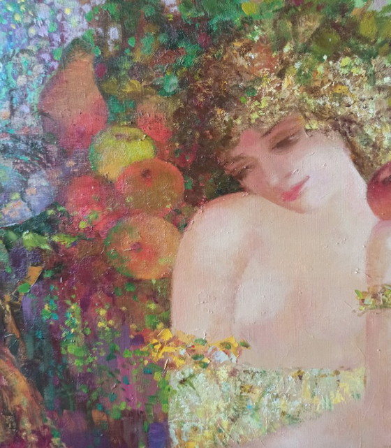 Originales Ölgemälde, abstrakte figurative Darstellung einer Frau in der Natur, Yarilo (photo 6 of 11)