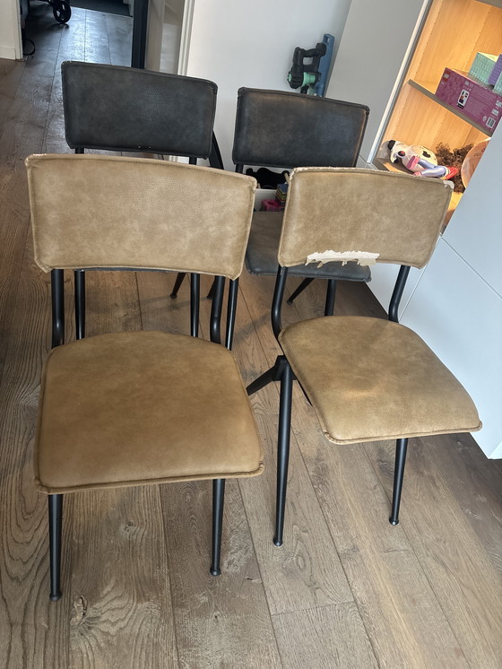 Image 1 of 6x eetkamerstoelen zwart onderstel