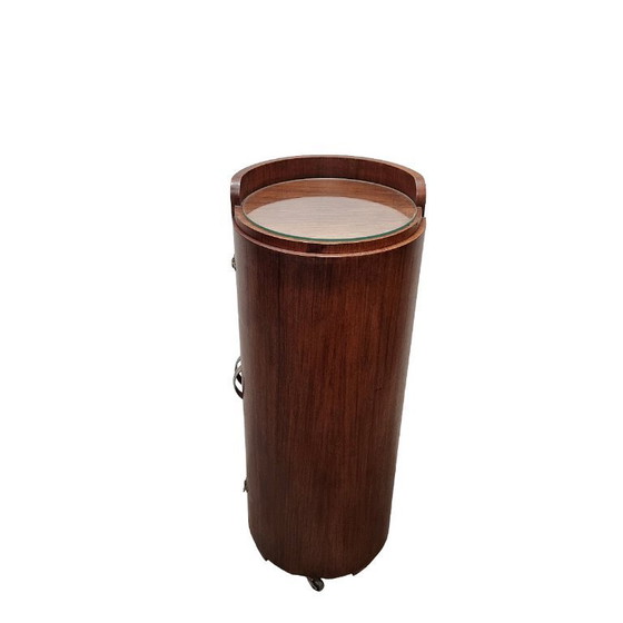 Image 1 of Mueble de bar redondo de caoba estilo Art Déco francés, circa 1930