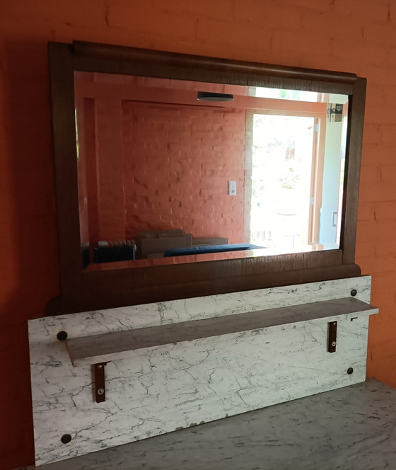 Image 1 of Chest of drawers with marble top and mirror