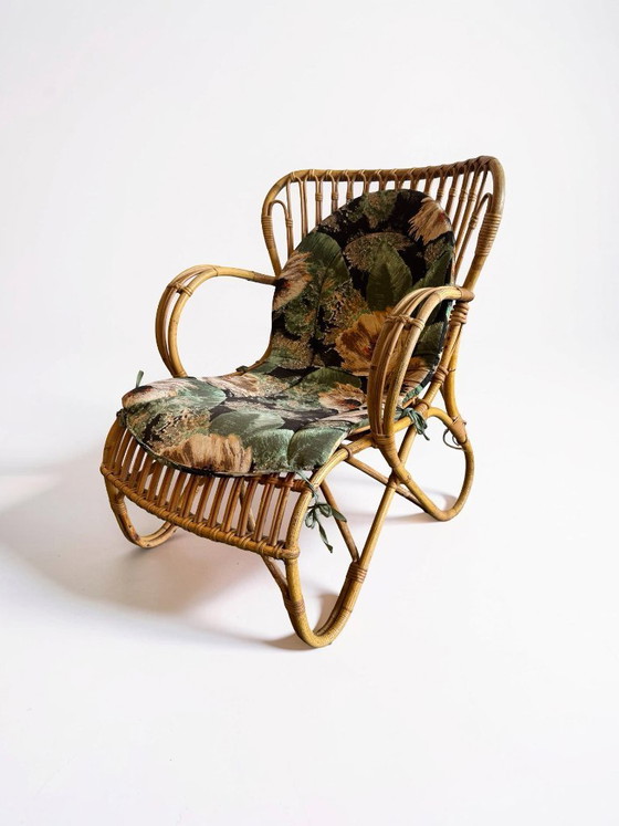 Image 1 of Fauteuil lounge en rotin de Dirk van Sliedregt pour Rohé, 1960