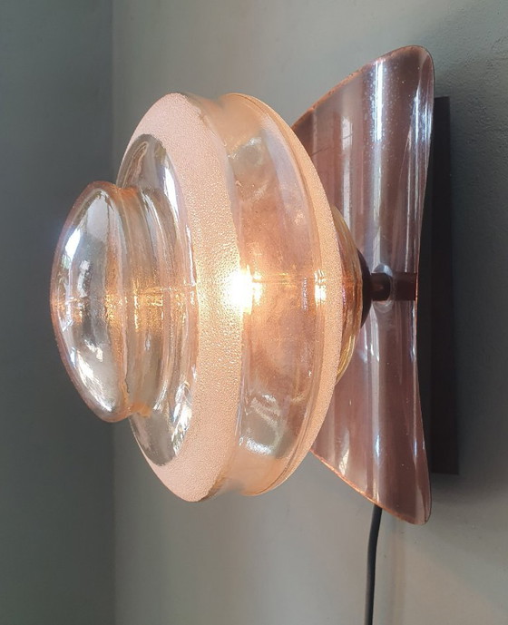 Image 1 of Lampada da parete vintage in rame e vetro - Jugoslavia - Metà secolo