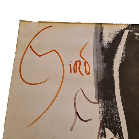 Image 1 of Pencil drawing and woodcut signed Miro