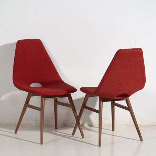 Sillas estilo vintage rojo burdeos (c.1950). Juego de 2 piezas #3