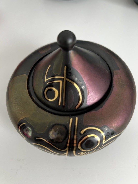 Scatola con coperchio italiana Space Age Errevi Renzo Verzolini Ceramica d'arte Oro – Studio EREVI (photo 2 of 5)