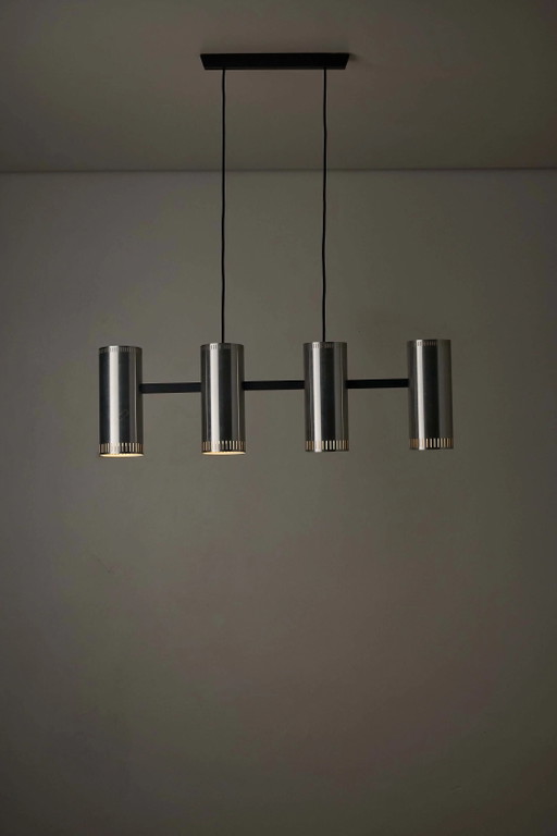 Aluminium "Cylindre IV" 4-Light Linear Pendant by Jo Hammerborg for Fog & Mørup, 1960