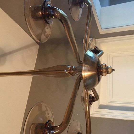 Image 1 of Vintage blown glass chandelier - 1960s