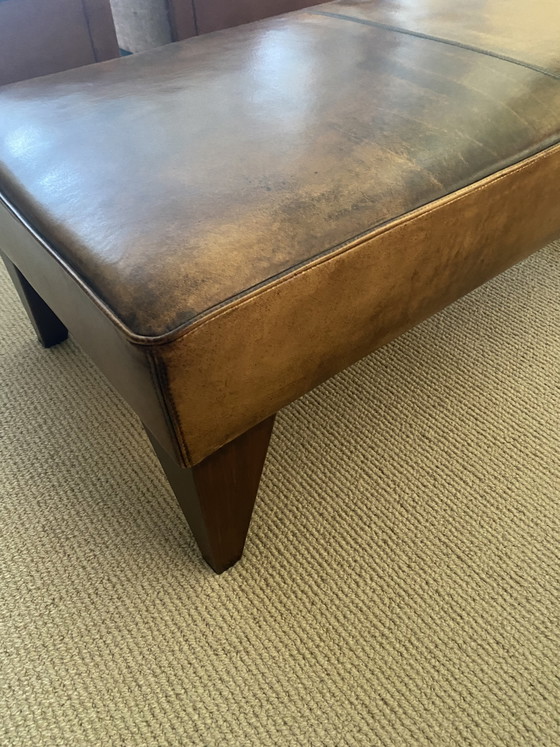 Image 1 of Vintage footstool three-compartment sheepskin