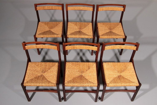 Architectural Chairs in Wood and Rope by Franco Bettonica for Pillinini, Italy, 1968
