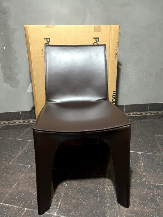 Image 1 of 6 sillas de café Poliform BB de cuero de 19" nuevas y originales en caja