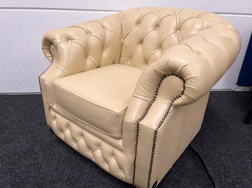 Chesterfield Charlston Set 2+1 Zits Crème Leer