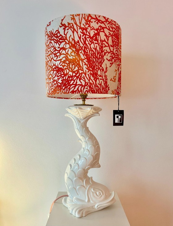 Image 1 of Italiaans Modern: Opvallende keramische lamp uit de jaren 60 uit Italië - volledig gerestaureerd - nieuwe lampenkap