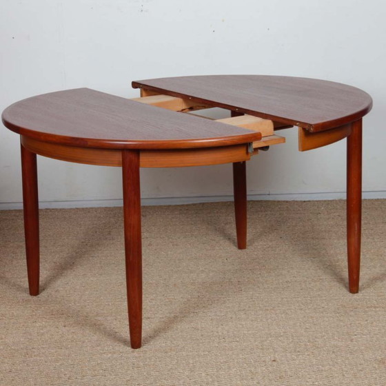 Image 1 of Large round extendable teak dining table, 1960