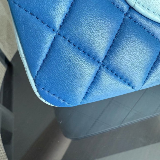 Image 1 of Chanel Classic Flap Medium - 25CM Quilted Lambskin Tri-Color Blue Silver Hardware Series 22