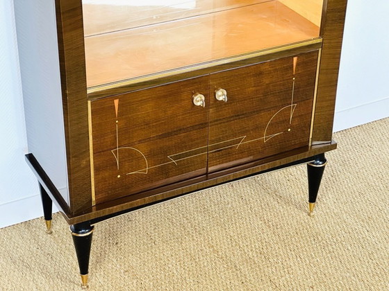 Image 1 of Art Deco vitrinekast van walnoothout, 1950