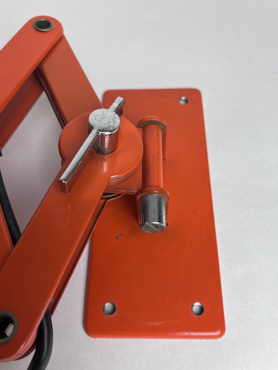 Image 1 of Lampada a forbice vintage Hustadt – Design Space Age – Anni '60/'70 – Arancione e cromo