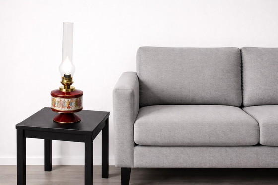 Image 1 of Florentine porcelain lamp, burgundy, signed and numbered, Italy, refurbished