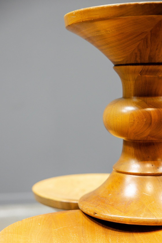 Image 1 of Eames walnut stools, A, B