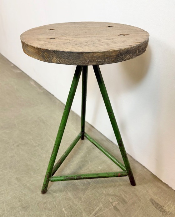 Image 1 of Grüner Werkstatthocker im Industriestil, 1960er Jahre