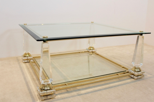 Luciet, messing en glazen obelisk salontafel