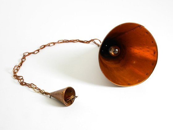 Image 1 of 1960s cone pendant lamp in copper by TH. VALENTINER Copenhagen, Made in Denmark