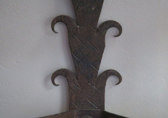 Image 1 of Pair of Mid-Century Brutalist Patinated Iron Wall Lights, 1950s-60s