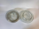 2x grote vintage plafondlamp helder bubbel glas met goudkleurige rand 